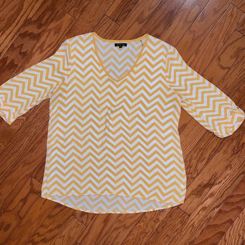 Large Silk Yellow & White Dress Shirt